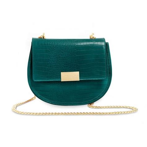 Forest Green Celine Faux Croc Perfect Pouch 